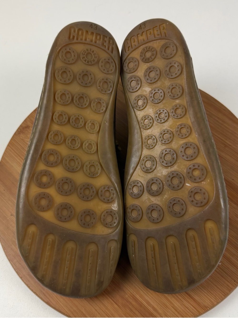 Camper Men's Suede Sneakers in Taupe with Olive Laces - Picture 8 of 10